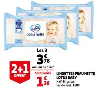 Auchan Lotus baby lingettes peau nette offre