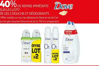 Auchan Dove bon plan sur les lots de gels douche et déodorants de la marque dove offre