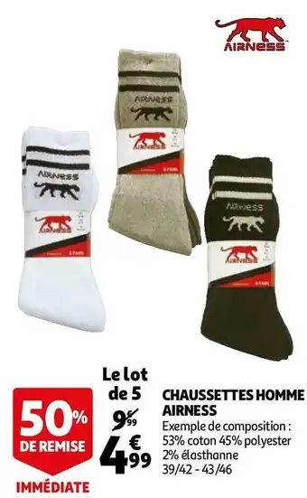 Auchan Airness chaussettes homme offre