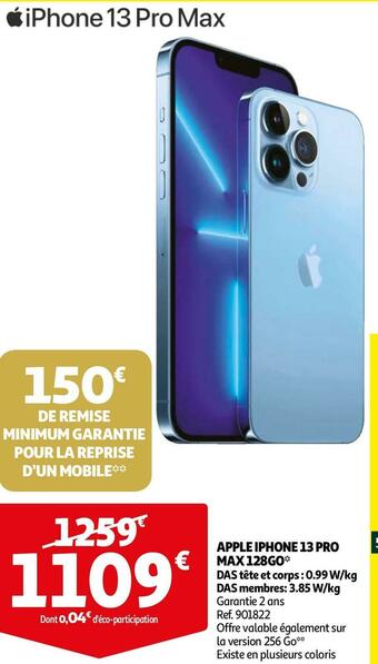 Auchan Apple iphone 13 pro max 128go offre