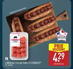 ALDI 3 brochettes de porc et chorizo offre