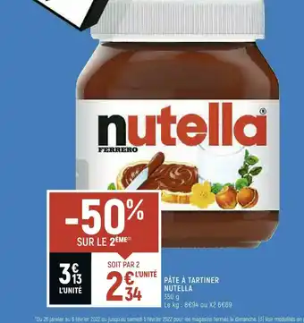 Spar Nutella pate à tartiner offre