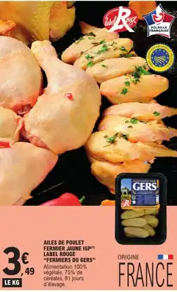 E.Leclerc FERMIRS DU GERS Ailes de poulet fermier jaune igp label rouge offre