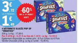 E.Leclerc SMARTIES 4 bâtonnets glacés pop up offre