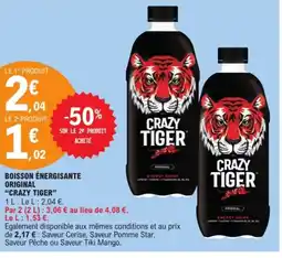 E.Leclerc CRAZY TIGER Boisson énergisante original offre