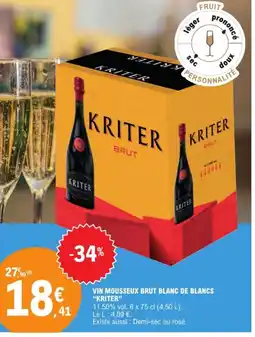 E.Leclerc KRITER Vin mousseux brut blanc de blancs offre