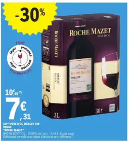 E.Leclerc ROCHE MAZET Igp pays d'oc merlot vin rouge offre
