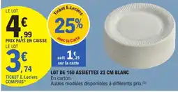 E.Leclerc Lot de 150 assiettes blanc offre
