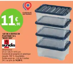 E.Leclerc SUNDIS Lot de 4 boites en plastique wave box offre