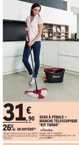 E.Leclerc VILEDA Seau à pédale + manche télescopique kit turbo offre