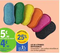 E.Leclerc Lot de 6 éponges réutilisables offre