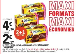 E.Leclerc Express LA LAITIÈRE Le petit pot de crème au chocolat offre découvert offre