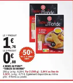 E.Leclerc Express TABLES DU MONDE 4 nems au porc offre