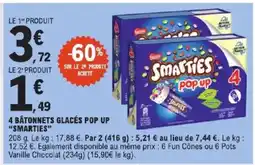 E.Leclerc Express SMARTIES 4 bâtonnets glacés pop up offre