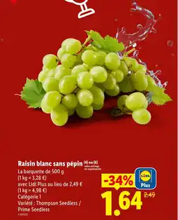 Lidl Raisin blanc sans pépin offre