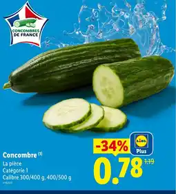 Lidl Concombre offre