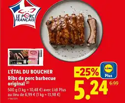 Lidl L'ÉTAL DU BOUCHER Ribs de porc barbecue offre