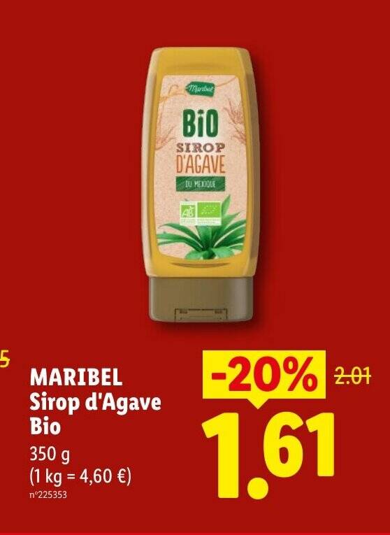 Promo MARIBEL Sirop d'Agave Bio 350 g chez Lidl
