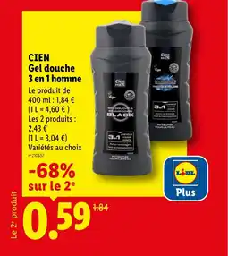 Lidl CIEN Gel douche 3 en 1 homme offre