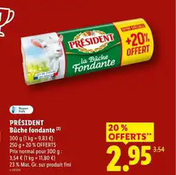Lidl PRÉSIDENT Bûche fondante offre