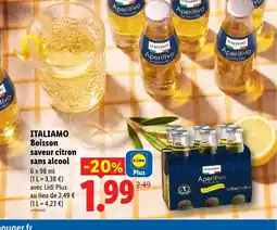 Lidl ITALIAMO Boisson saveur citron sans alcool offre