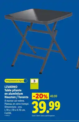 Lidl LIVARNO Table pliante en aluminium Houston/Toronto offre