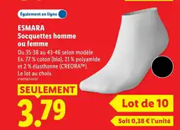Lidl ESMARA Socquettes homme ou femme offre