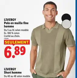Lidl LIVERGY Polo en maille fine homme offre