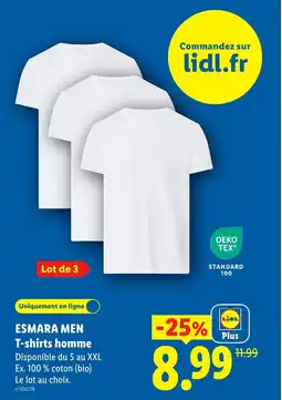 Lidl ESMARA MEN T-shirts homme offre