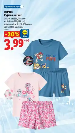 Lidl LUPILU Pyjama enfant offre