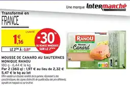 Intermarché Monique ranou mousse de canard au sauternes offre
