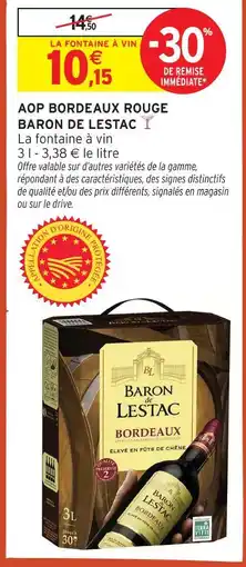 Intermarché Baron de lestac aop bordeaux rouge offre