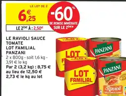 Intermarché Panzani le ravioli sauce tomate lot familial offre