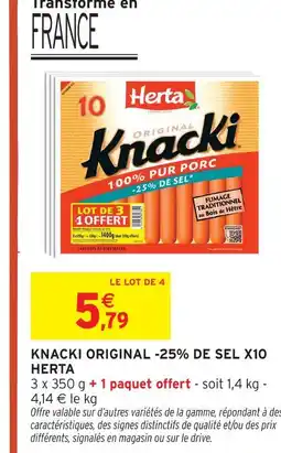 Intermarché Herta knacki original -25% de sel x10 offre