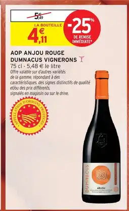 Intermarché Dumnacus vignerons aop anjou rouge offre