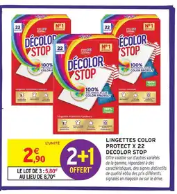 Intermarché Decolor stop lingettes color protect x 22 offre