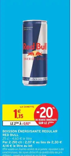 Intermarché Red bull boisson énergisante regular offre