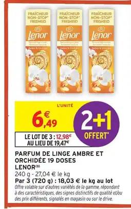 Intermarché Lenor parfum de linge ambre et orchidée 19 doses offre