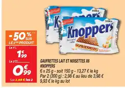 Netto Knoppers gaufrettes lait et noisettes x6 offre