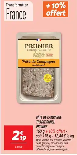 Netto Prunier pâté de campagne traditionnel offre