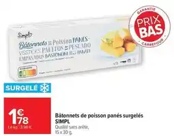 Carrefour Drive Simply - bâtonnets de poisson panés surgelés offre