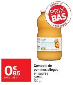 Carrefour Drive Carrefour - compote de pommes allégée en sucres offre