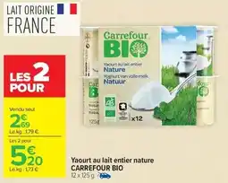 Carrefour Market Carrefour - yaourt au lait entier nature bio offre
