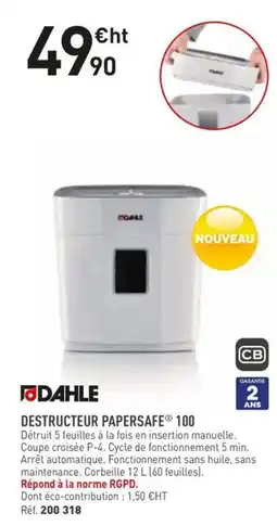 Hyperburo DAHLE Destructeur papersafe 100 offre