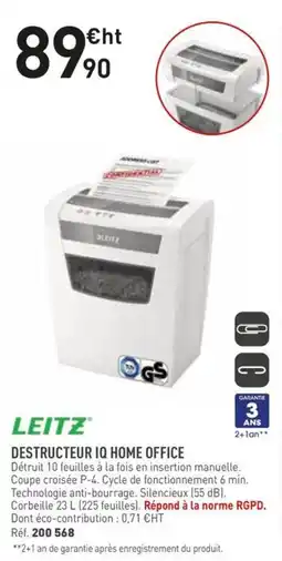 Hyperburo LEITZ Destructeur iq home office offre