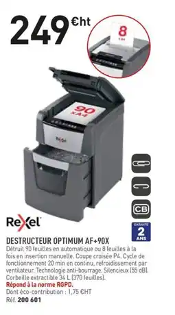 Hyperburo REXEL Destructeur optimum af+90x offre