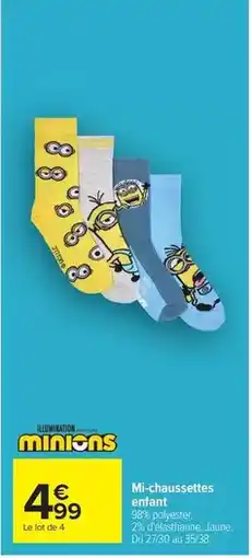 Carrefour Drive Minions - mi-chaussettes enfant offre