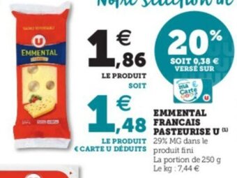 Super U Emmental francais pasteurise u offre