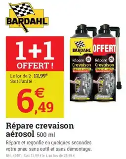 Espace emeraude BARDAHL Répare crevaison aérosol offre