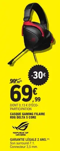 E.Leclerc Casque gaming filaire rog delta s core offre